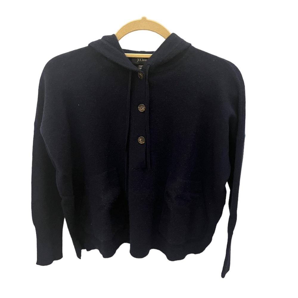 J Crew Women’s XS Navy Hooded Half Button Up Sweater